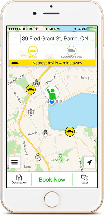 Taxi app screenshot